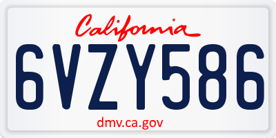 CA license plate 6VZY586
