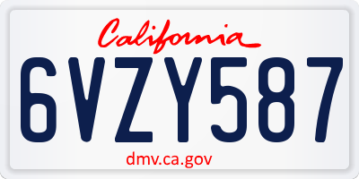 CA license plate 6VZY587