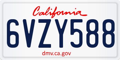CA license plate 6VZY588