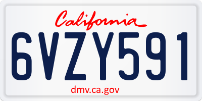 CA license plate 6VZY591
