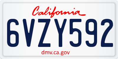 CA license plate 6VZY592