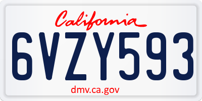 CA license plate 6VZY593