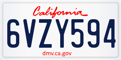 CA license plate 6VZY594