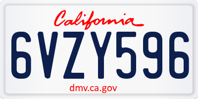 CA license plate 6VZY596