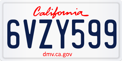 CA license plate 6VZY599