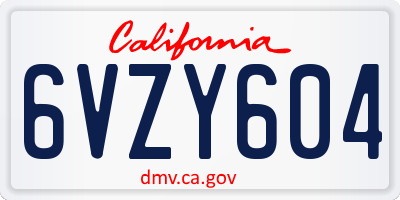 CA license plate 6VZY604