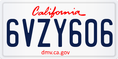 CA license plate 6VZY606