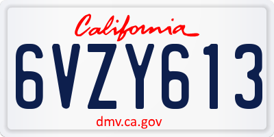 CA license plate 6VZY613