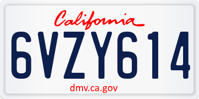 CA license plate 6VZY614
