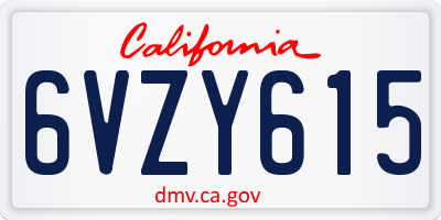 CA license plate 6VZY615