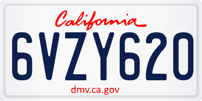 CA license plate 6VZY620