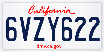 CA license plate 6VZY622