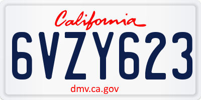 CA license plate 6VZY623