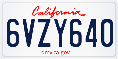 CA license plate 6VZY640