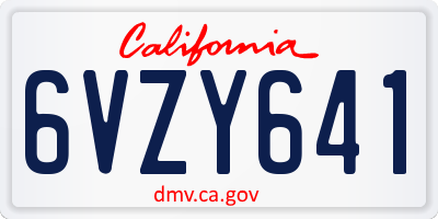 CA license plate 6VZY641