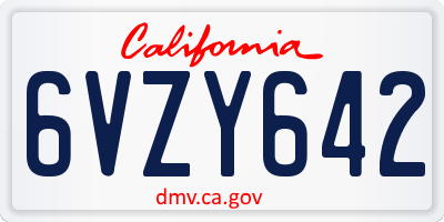 CA license plate 6VZY642