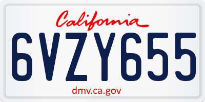 CA license plate 6VZY655