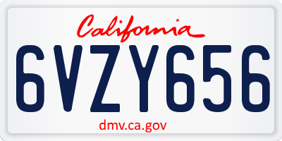 CA license plate 6VZY656