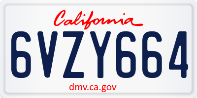 CA license plate 6VZY664