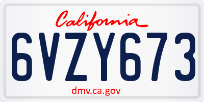 CA license plate 6VZY673