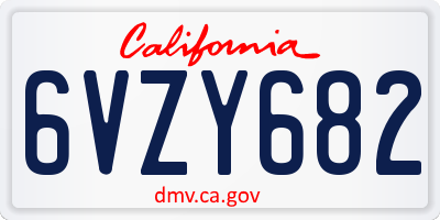 CA license plate 6VZY682