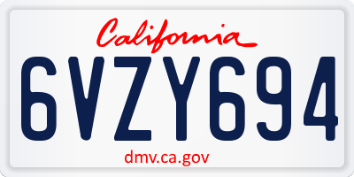 CA license plate 6VZY694