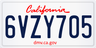 CA license plate 6VZY705