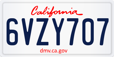 CA license plate 6VZY707