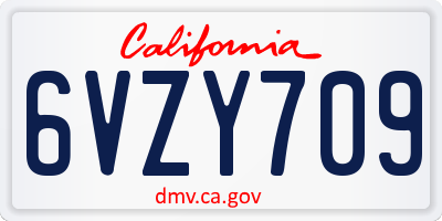 CA license plate 6VZY709