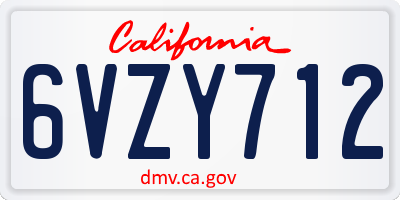 CA license plate 6VZY712