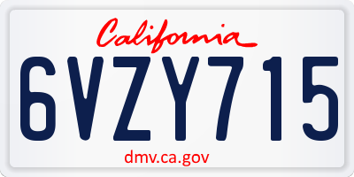 CA license plate 6VZY715