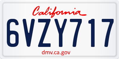 CA license plate 6VZY717