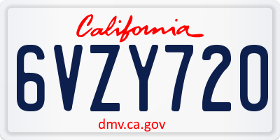 CA license plate 6VZY720