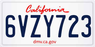CA license plate 6VZY723