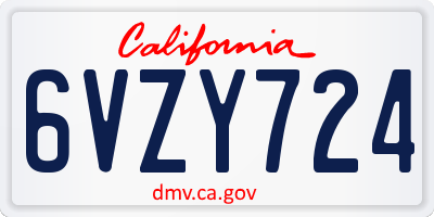 CA license plate 6VZY724