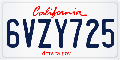 CA license plate 6VZY725