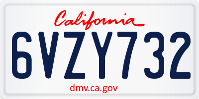 CA license plate 6VZY732