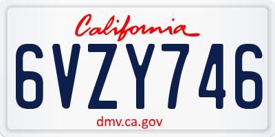 CA license plate 6VZY746