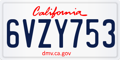 CA license plate 6VZY753