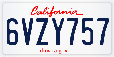 CA license plate 6VZY757