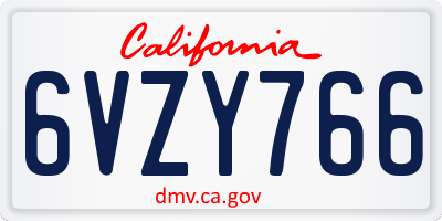 CA license plate 6VZY766