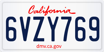 CA license plate 6VZY769