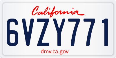 CA license plate 6VZY771