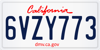 CA license plate 6VZY773