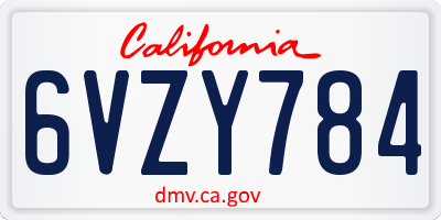 CA license plate 6VZY784