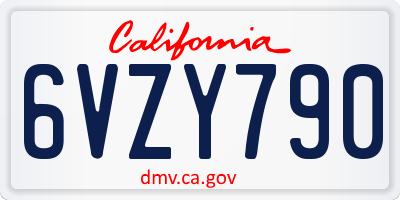 CA license plate 6VZY790
