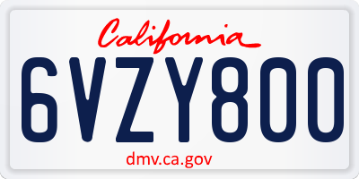 CA license plate 6VZY800