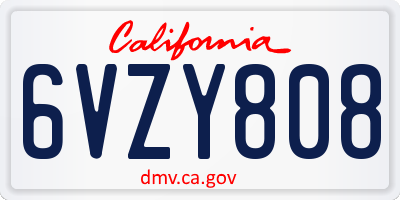 CA license plate 6VZY808