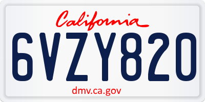 CA license plate 6VZY820