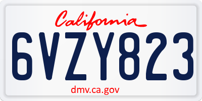 CA license plate 6VZY823